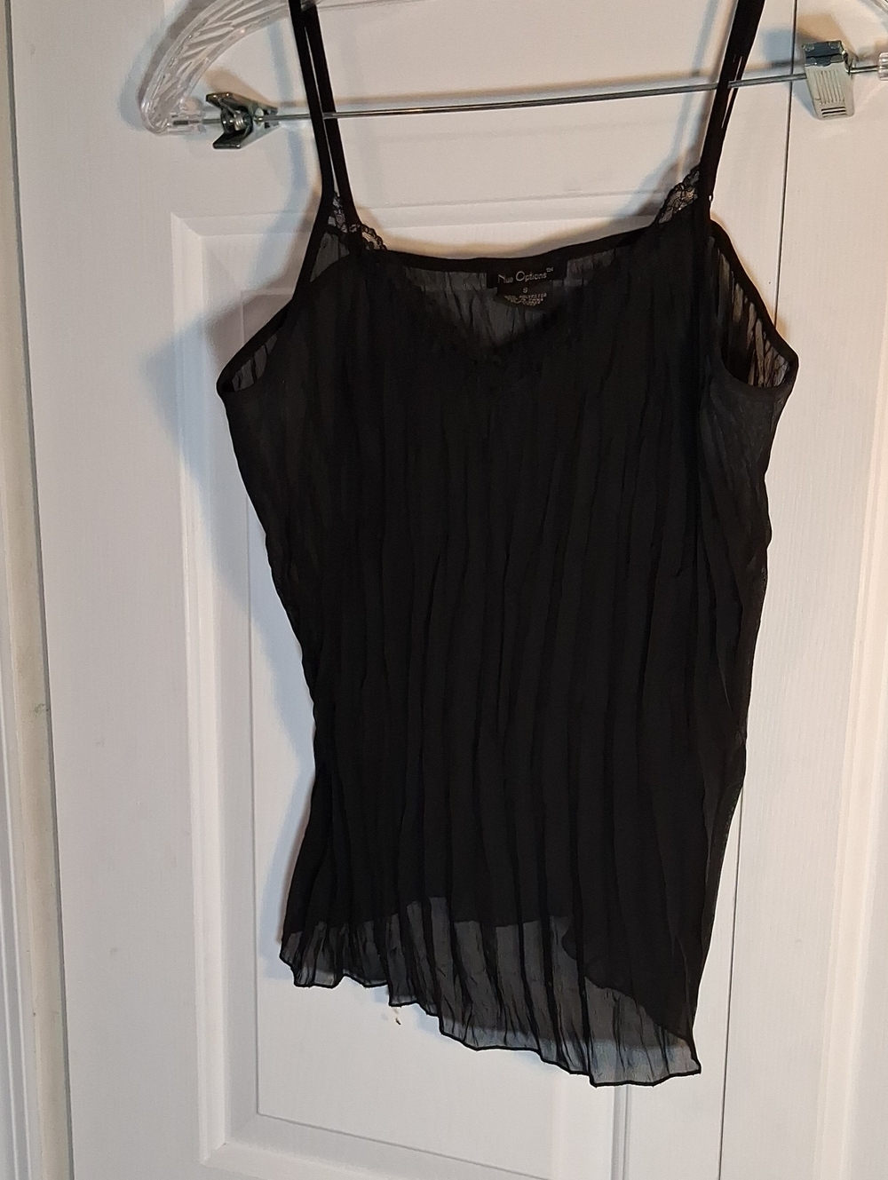 Nue Options Black Pleated Spaghetti Strap Camisole